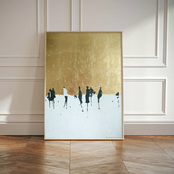 Golden Abstract Silhouettes Canvas Print – A Minimalist Elegance