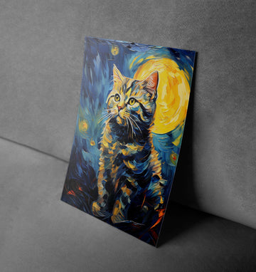 Starry-Eyed Kitty: A Van Gogh-Inspired Dream