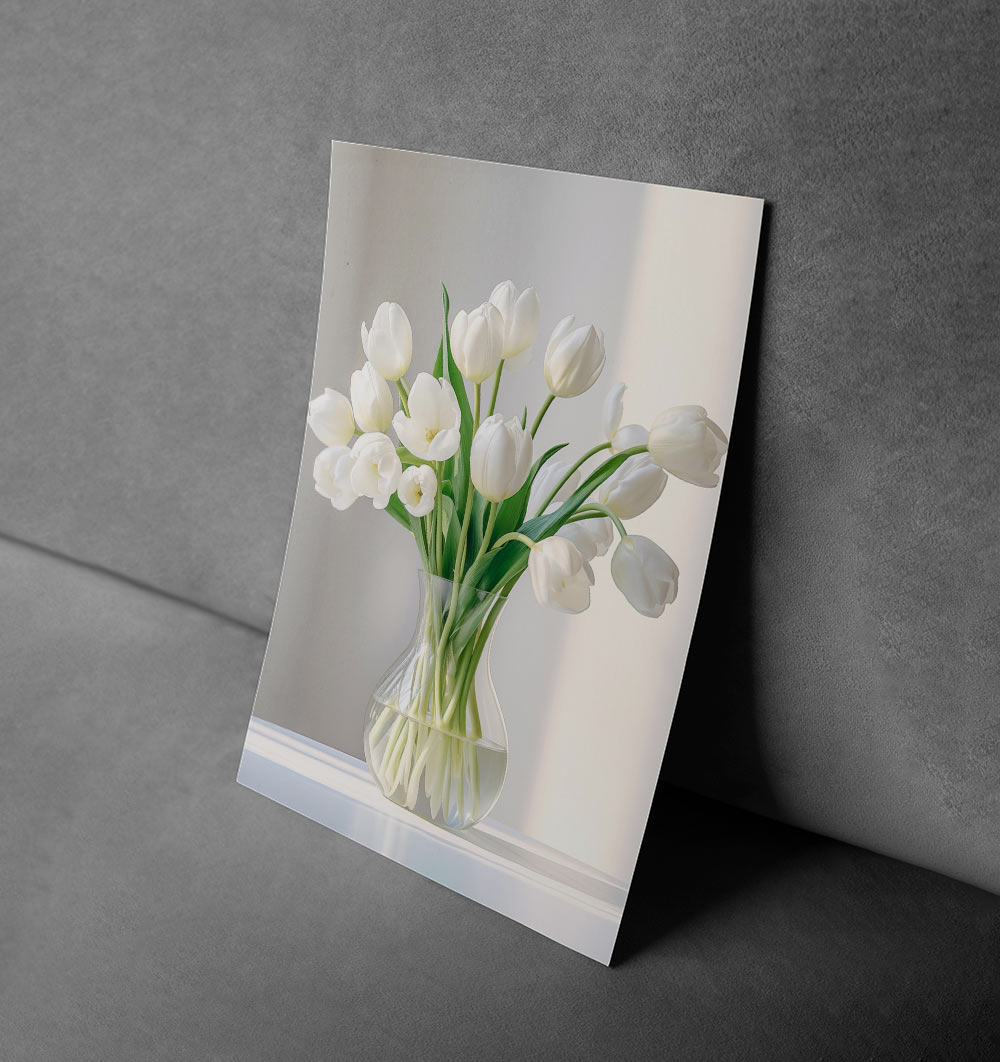 Elegant White Tulips in Vase – Serene Kitchen Canvas Print