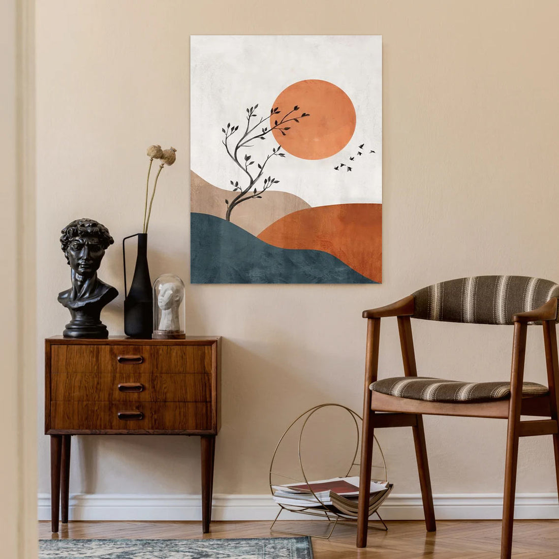 Sunset Serenity – Minimalist Vintage Landscape Poster