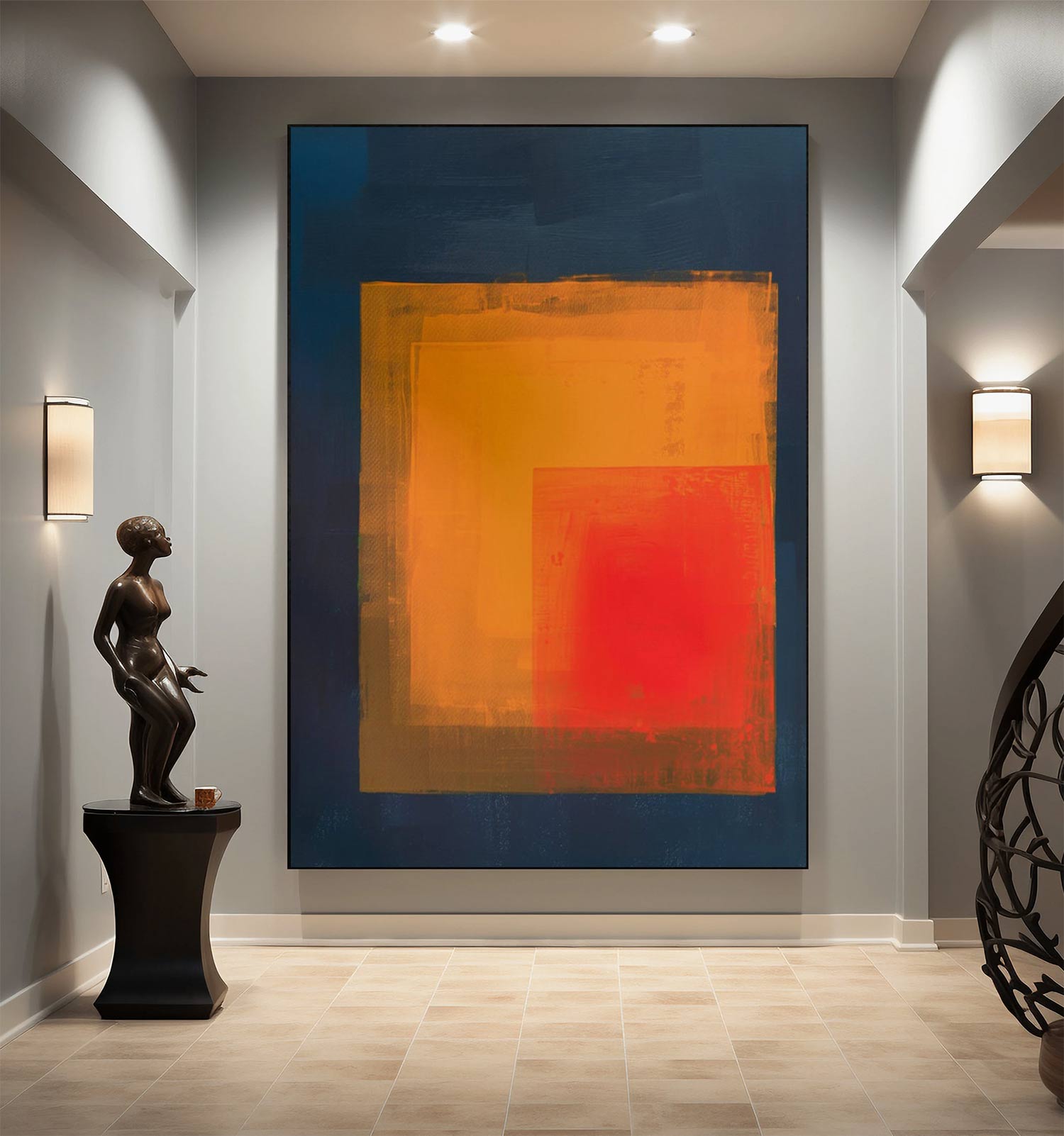 Radiant Depth: Bold Abstract Oil Painting