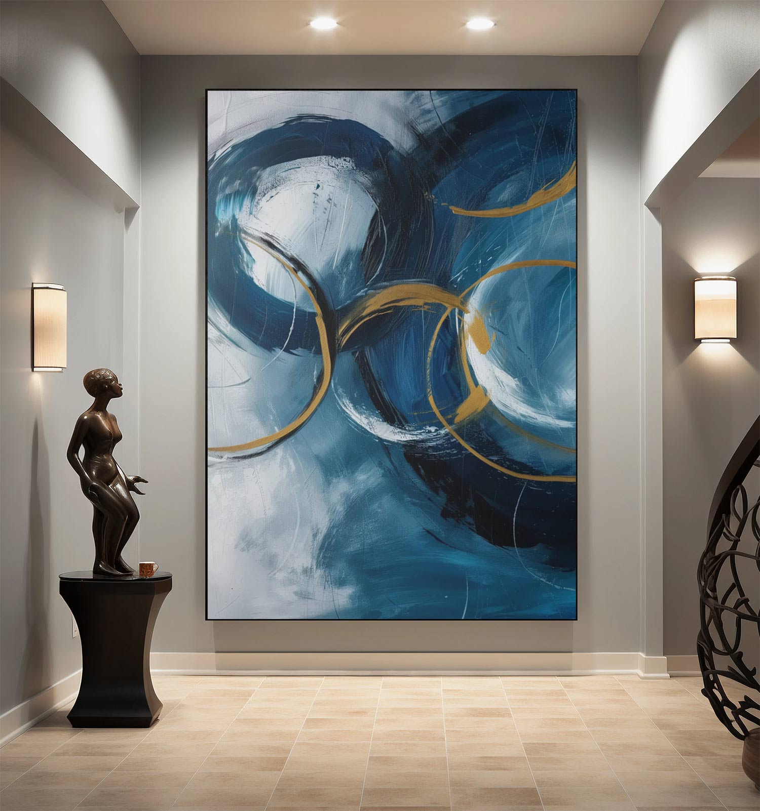 Whirling Harmony: Dynamic Abstract Oil Painting