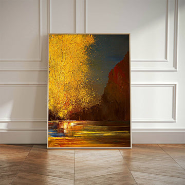 Golden Autumn Reflection – Serene Landscape Canvas Art