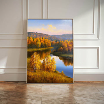 Golden Autumn Reflections Canvas Print – A Vibrant Seasonal Delight