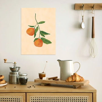 Citrus Branch Botanical Canvas – Rustic Charm for Kitchen Décor