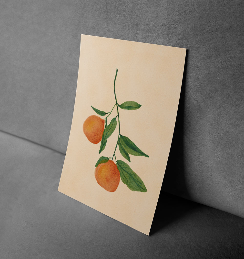 Citrus Branch Botanical Canvas – Rustic Charm for Kitchen Décor