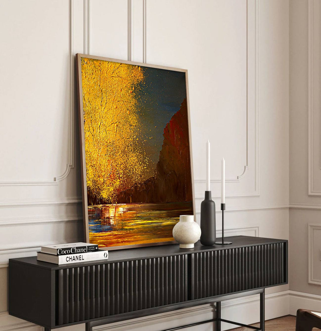 Golden Autumn Reflection – Serene Landscape Canvas Art