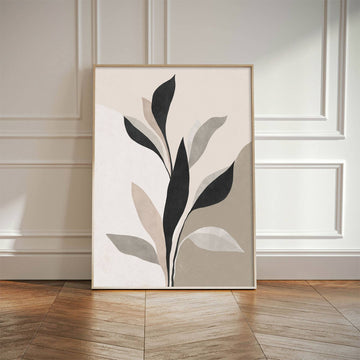 Abstract Leaf Minimalism – Neutral Tones Canvas Print