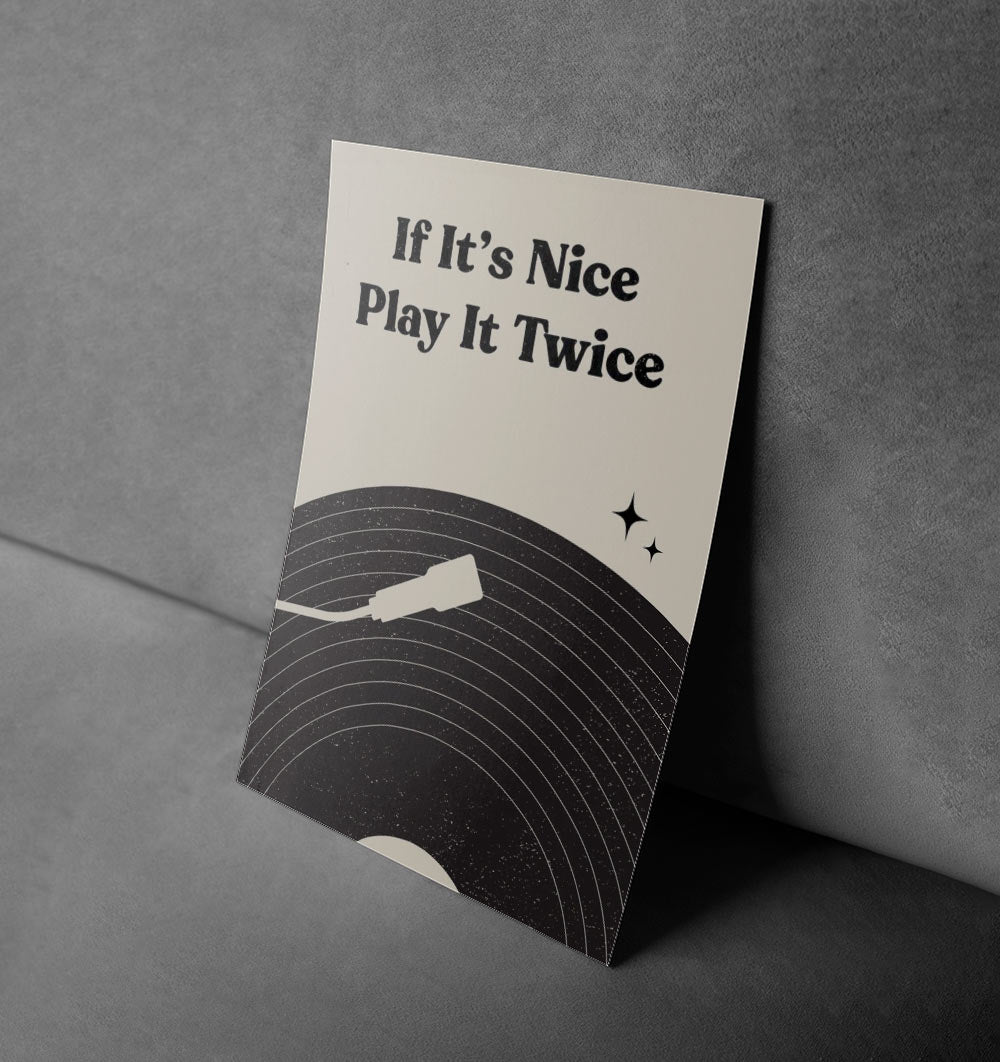 "Play It Twice" Retro Vinyl Art Print - Vintage Music Wall Decor