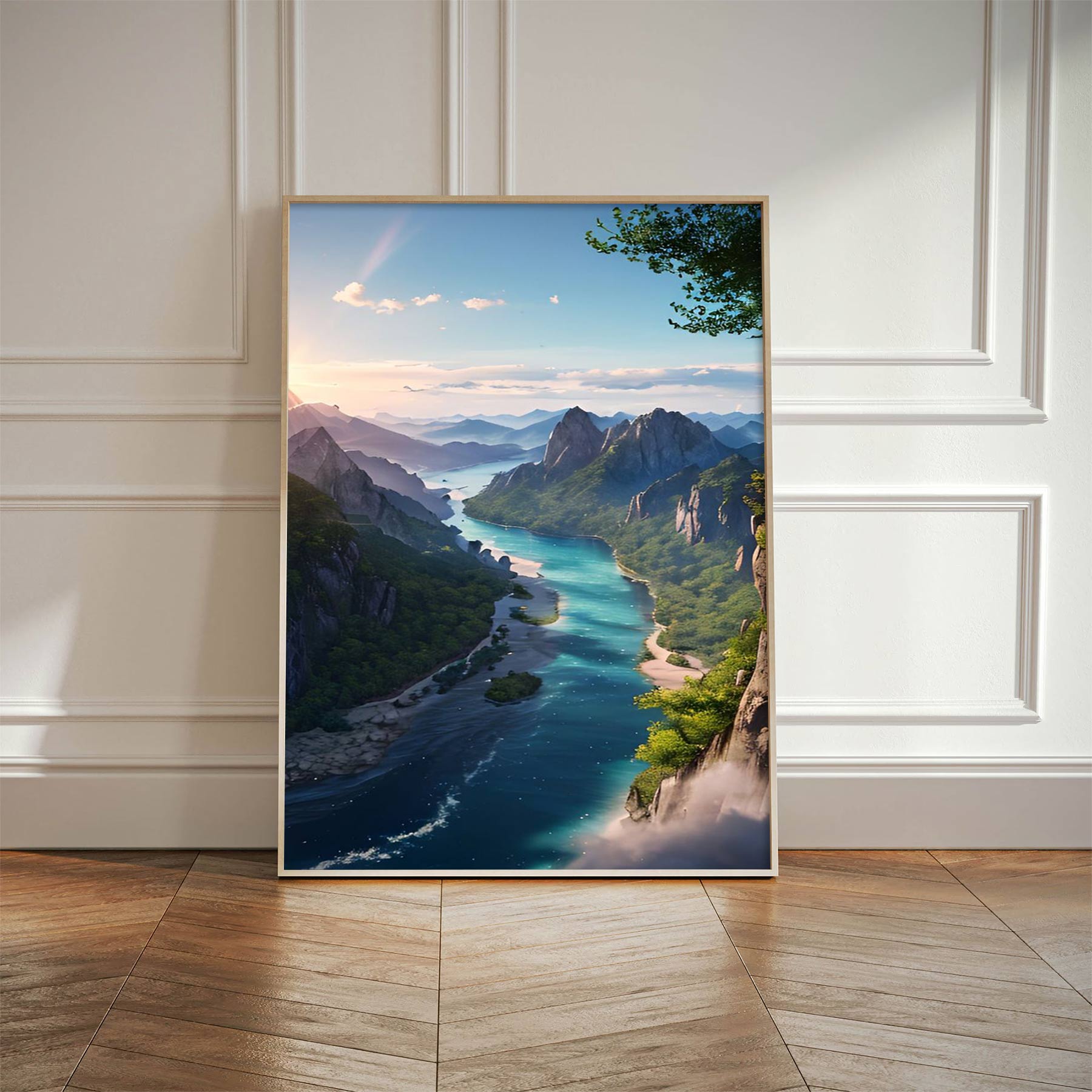 Majestic River Valley Canvas Print – Nature's Serene Beauty