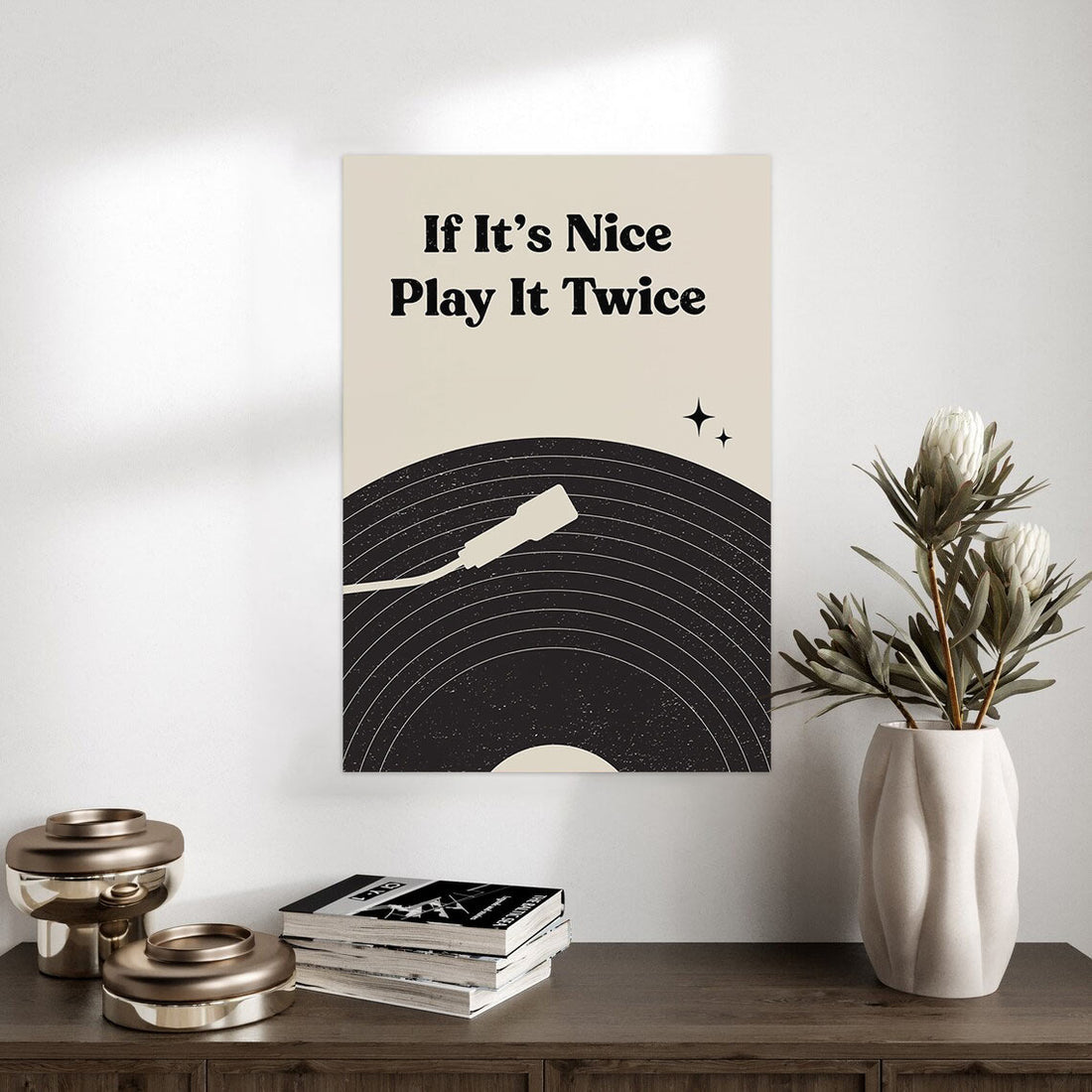 "Play It Twice" Retro Vinyl Art Print - Vintage Music Wall Decor