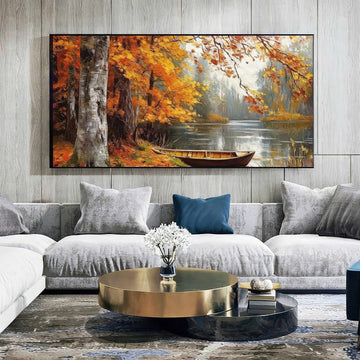 Autumn Reflections: Tranquil Lake Landscape Oil Painting